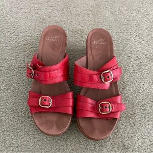 Dansko Red Leather wedge Sandals size 40 US 9.5